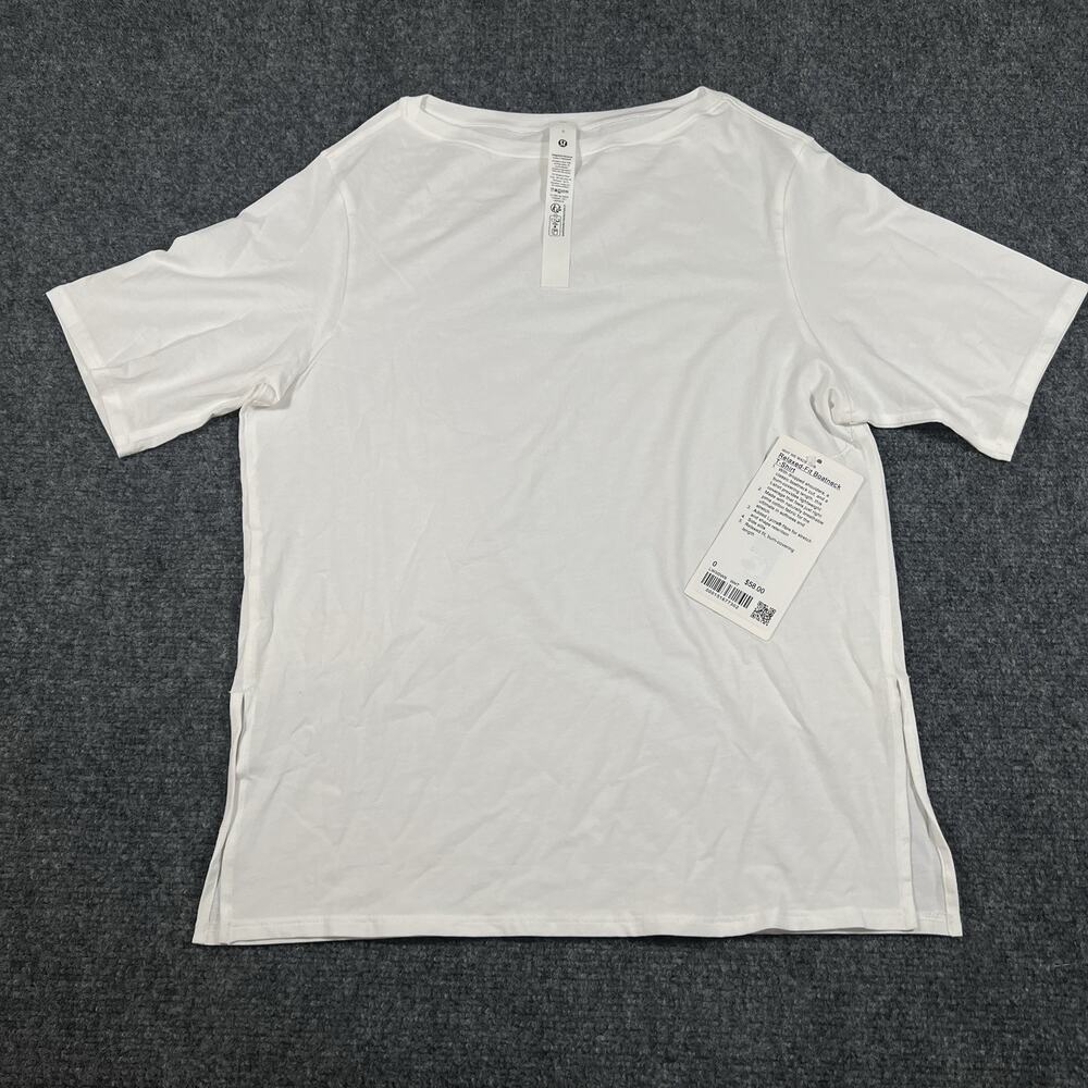NEW Lululemon Relaxed Fit Boatneck T-shirt White Short Sleeve Size 0